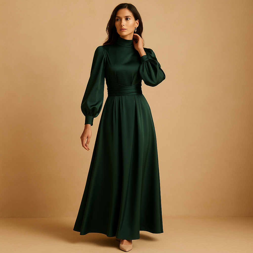 Elegante lange jurk met tailleband voor dames | Thalita 2