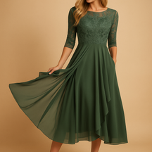 Lange zomerjurk dames met korte mouwen en maxi lengte | Milou 3
