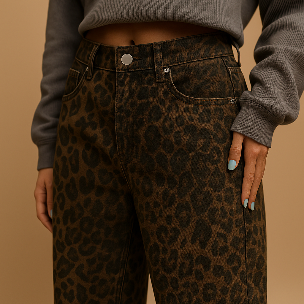 Spijkerbroek dames met luipaardprint en slim fit | Nelly 2