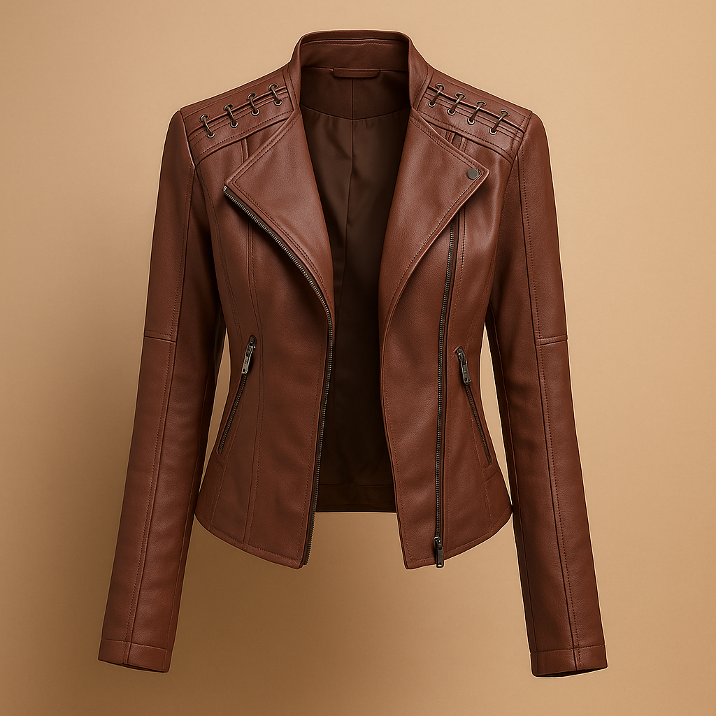Leren dames jack met opstaande kraag en rits | Mireille 2