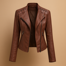 Leren dames jack met opstaande kraag en rits | Mireille 2