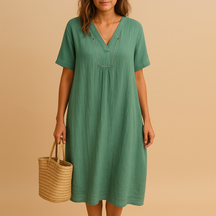 Luchtige zomerjurk dames met losse pasvorm en ademende stof | Lieke 6