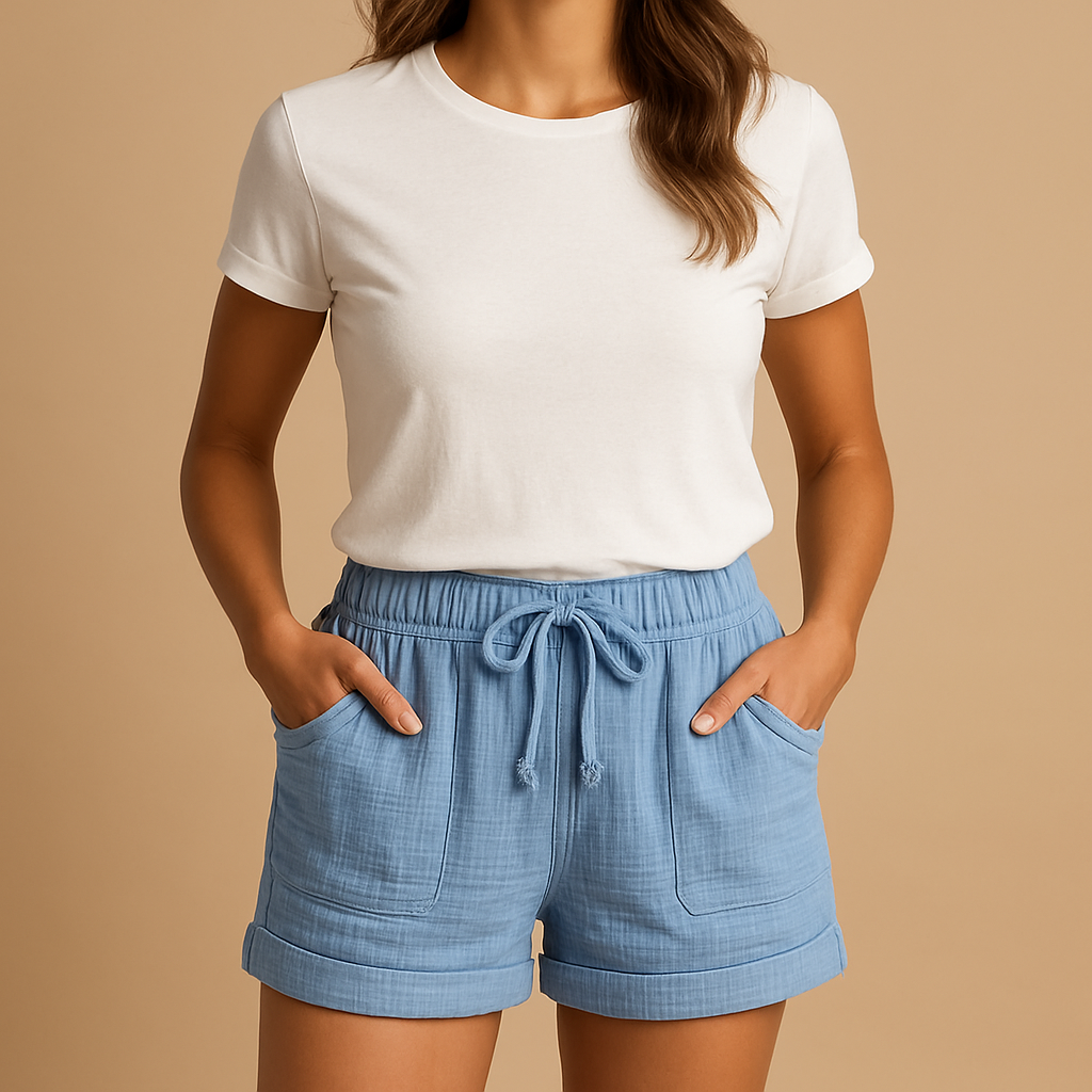 Korte broek dames met elastische taille en zakken | Manya 3