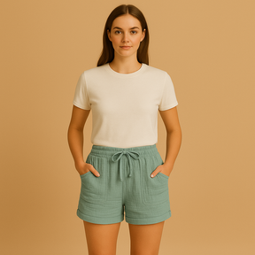 Korte broek dames van ademend linnen met comfortabele pasvorm | Lotte 2