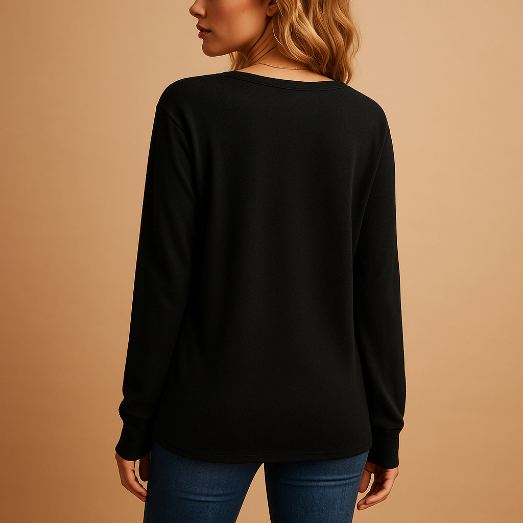 Zwarte Dames Blouse Met V-hals En Knoopdetails | Jolien 2