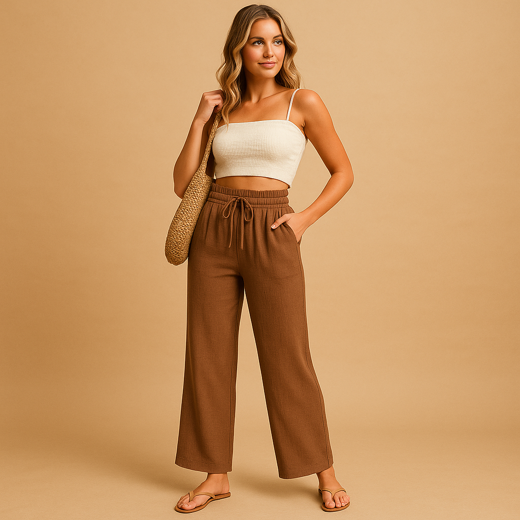 Hoge Taille Loungebroek met Rechte Pijpen voor Dames | Benthe 3