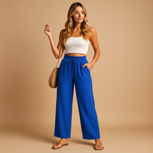 Hoge Taille Loungebroek met Rechte Pijpen voor Dames | Benthe 2