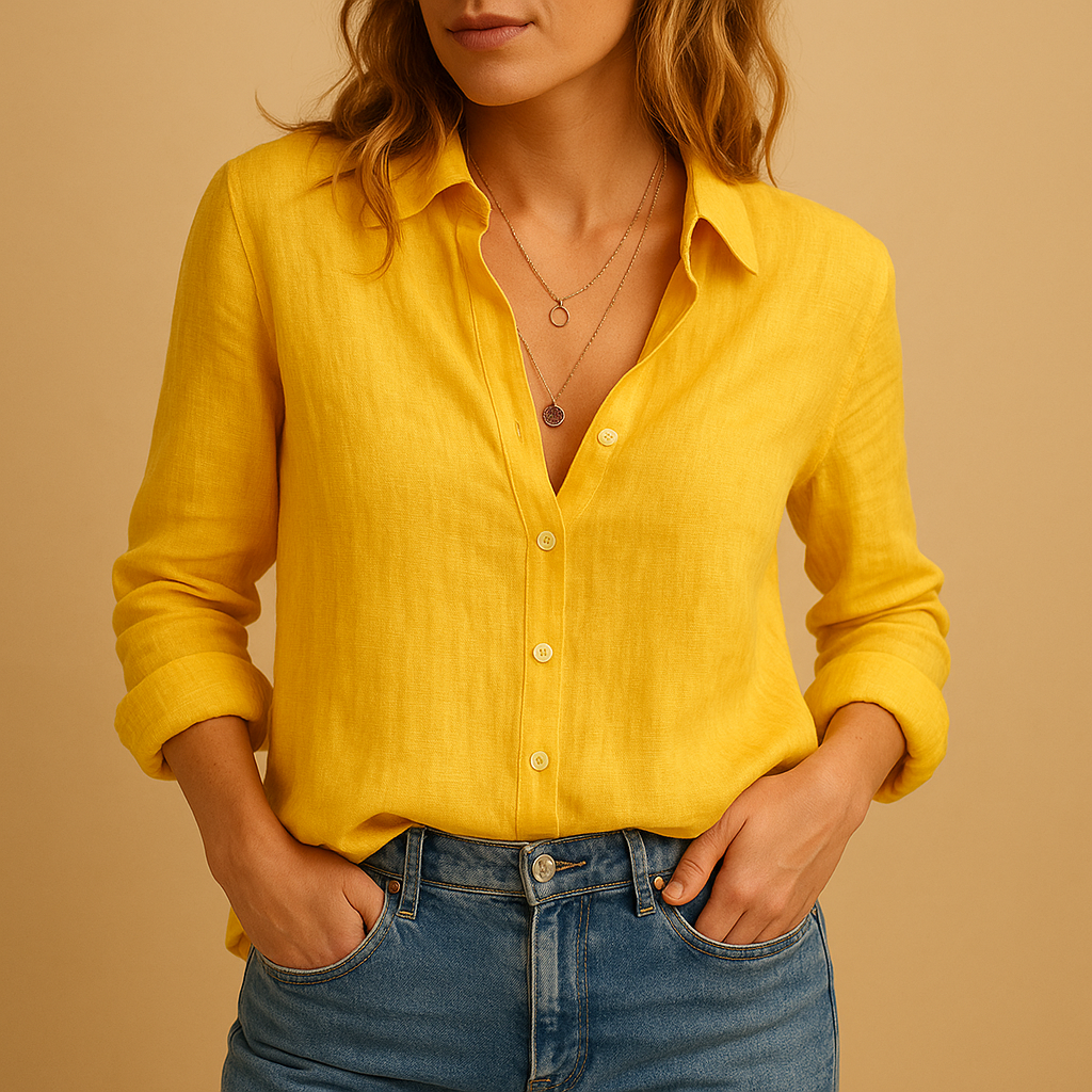Witte blouse dames met ademende stof en relaxte pasvorm | Serena 1