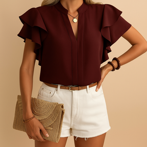 Witte blouse dames mouwloos met elegante snit voor elke gelegenheid | Isla 4