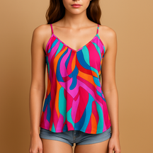 Dames top met ronde hals van luchtige stof voor warme dagen | Lily 3