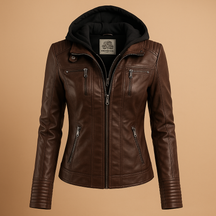 Zomerjas Dames van Luxe PU-leer met Afneembare Capuchon | Yara 4