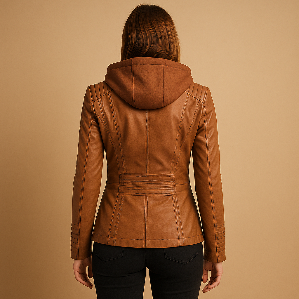 Zomerjas Dames van Luxe PU-leer met Afneembare Capuchon | Yara 2