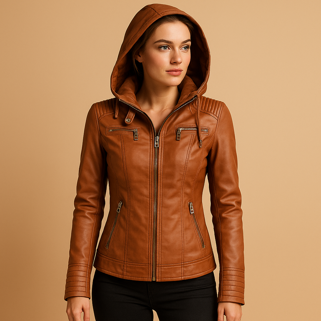 Zomerjas Dames van Luxe PU-leer met Afneembare Capuchon | Yara 1