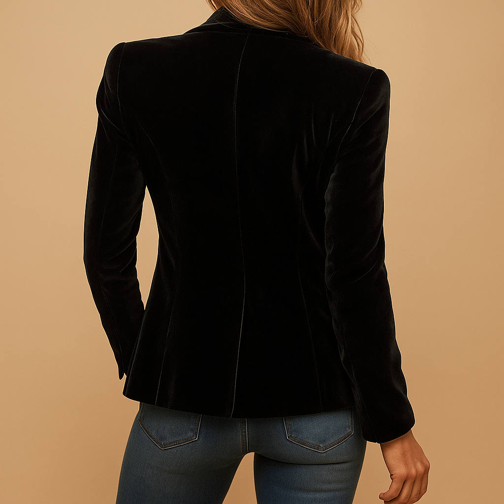 Zwarte blazer dames met slim-fit pasvorm en zakken | Evelien 2
