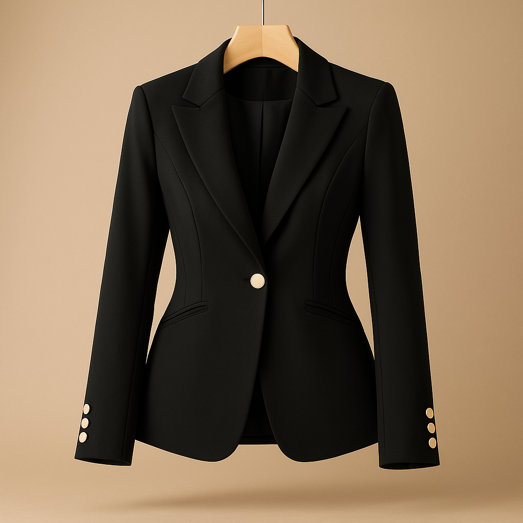 Zwarte dames blazer met reverskraag en slim fit | Jasmijn 2