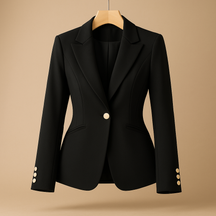 Zwarte dames blazer met reverskraag en slim fit | Jasmijn 2