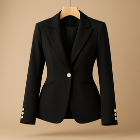 Zwarte dames blazer met reverskraag en slim fit | Jasmijn 2
