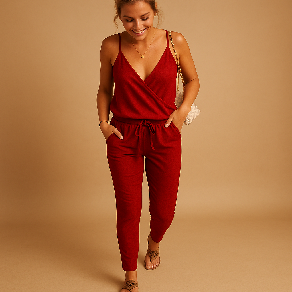 Elegante zomerjumpsuit met V-hals en spaghettibandjes | Eliza 2